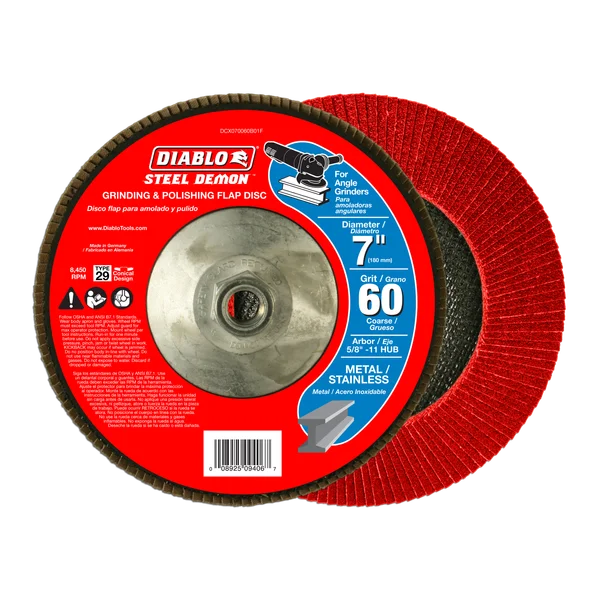 7" Steel Demon Flap Disc 60G  CONICAL with Hub