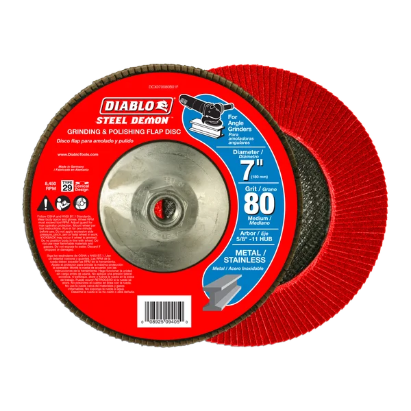 7" Steel Demon Flap Disc 80G  CONCIAL with Hub